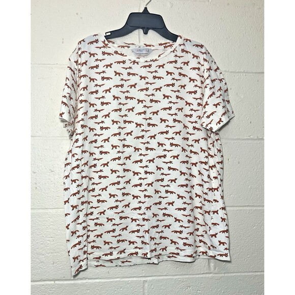Compañía Fantástica Fox Print Short Sleeve T-Shirt Size M Cute Animal Tee - Picture 1 of 7